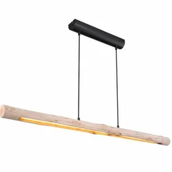 Suspension Globo MELLA LED Bois clair, Noir, 1 lumière