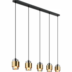 Suspension Globo MILLEY Laiton, Noir, 5 lumières