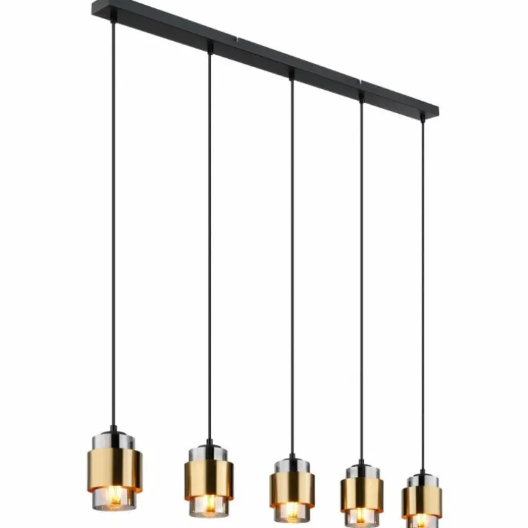 Suspension Globo MILLEY Laiton, Noir, 5 lumières