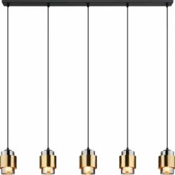 Suspension Globo MILLEY Laiton, Noir, 5 lumières