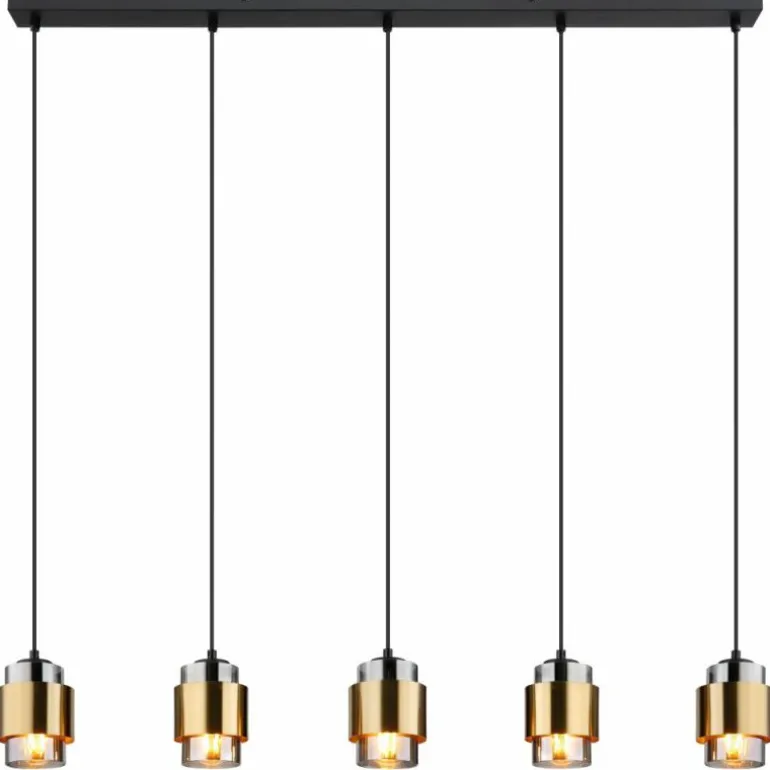 Suspension Globo MILLEY Laiton, Noir, 5 lumières