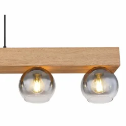 Suspension Globo MOITAS Couleur bois, Noir, 5 lumières