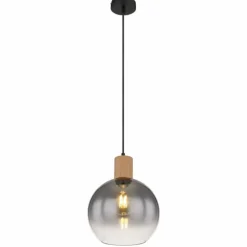 Suspension Globo MOITAS Couleur bois, Noir, 1 lumière