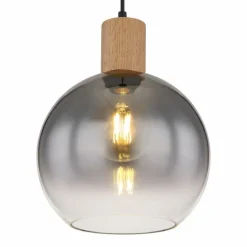 Suspension Globo MOITAS Couleur bois, Noir, 1 lumière