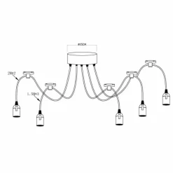 Suspension Globo Noir, 5 lumières
