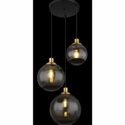 Suspension Globo POTTER Laiton, Noir, 3 lumières
