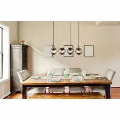 Suspension Globo POTTER Laiton, Noir, 4 lumières