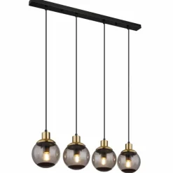 Suspension Globo POTTER Laiton, Noir, 4 lumières