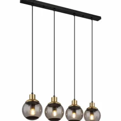 Suspension Globo POTTER Laiton, Noir, 4 lumières