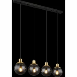 Suspension Globo POTTER Laiton, Noir, 4 lumières