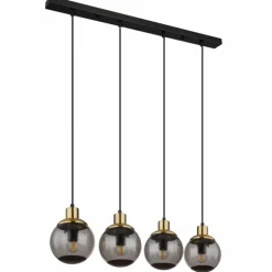 Suspension Globo POTTER Laiton, Noir, 4 lumières