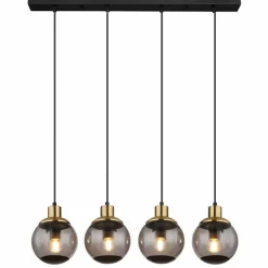 Suspension Globo POTTER Laiton, Noir, 4 lumières