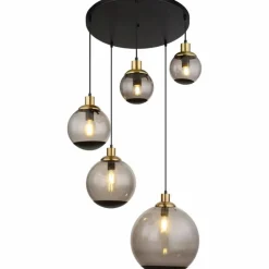 Suspension Globo POTTER Laiton, Noir, 5 lumières