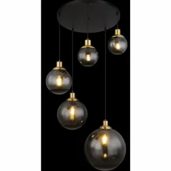 Suspension Globo POTTER Laiton, Noir, 5 lumières