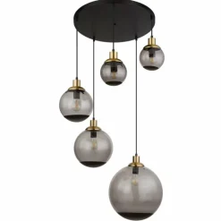 Suspension Globo POTTER Laiton, Noir, 5 lumières