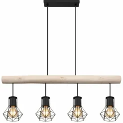 Suspension Globo PRISKA Écru, Noir, 4 lumières