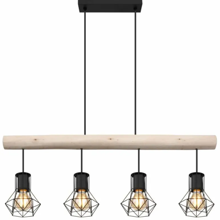 Suspension Globo PRISKA Écru, Noir, 4 lumières