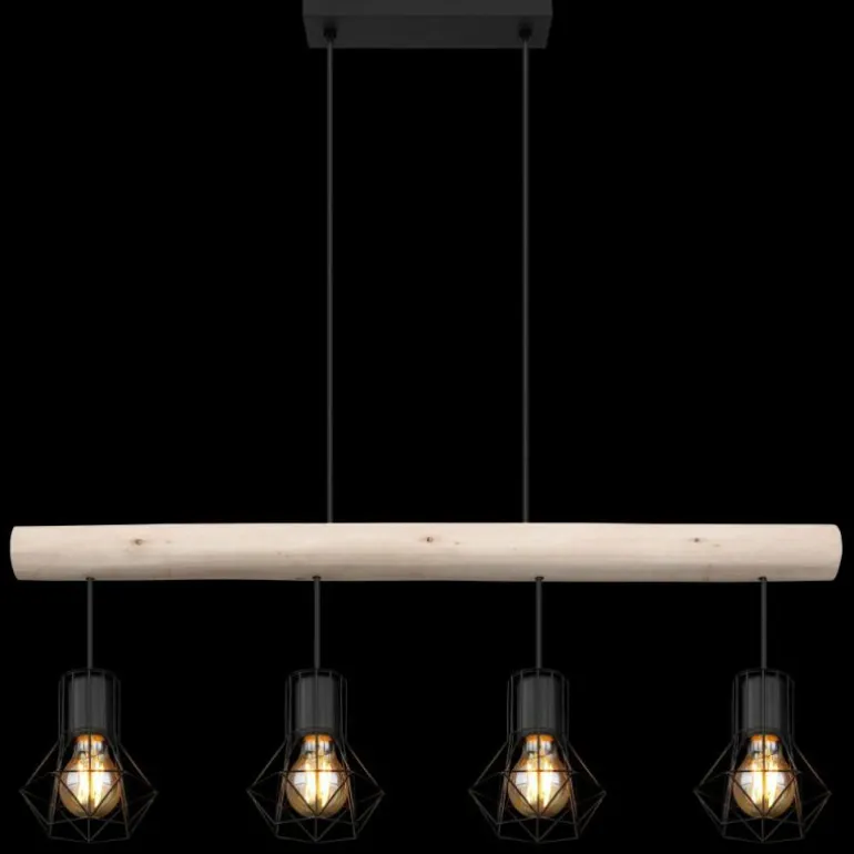 Suspension Globo PRISKA Écru, Noir, 4 lumières