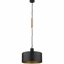 Suspension Globo RIELLY Couleur bois, Noir, 1 lumière