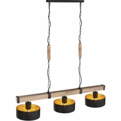 Suspension Globo RIELLY Couleur bois, Noir, 3 lumières