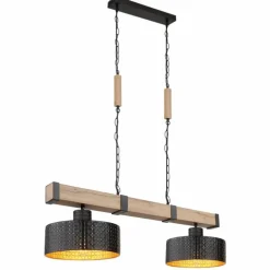 Suspension Globo RIELLY Couleur bois, Noir, 2 lumières