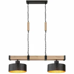 Suspension Globo RIELLY Couleur bois, Noir, 2 lumières