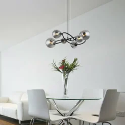 Suspension Globo RIHA LED Noir, 6 lumières