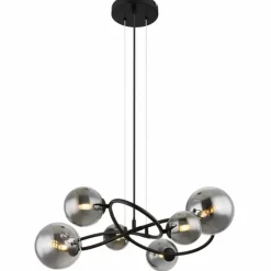 Suspension Globo RIHA LED Noir, 6 lumières