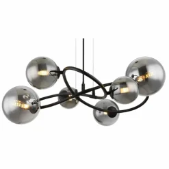 Suspension Globo RIHA LED Noir, 6 lumières