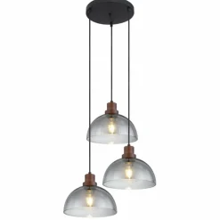 Suspension Globo SALSA Bois foncé, Noir, 3 lumières