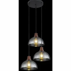 Suspension Globo SALSA Bois foncé, Noir, 3 lumières