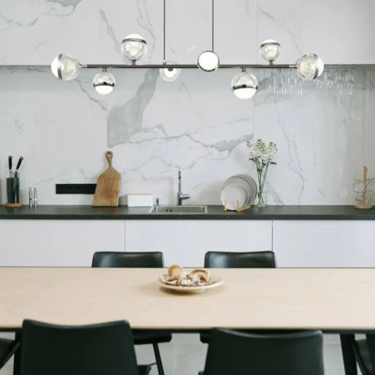 Suspension Globo UNTSY LED Titane, 8 lumières, Télécommandes