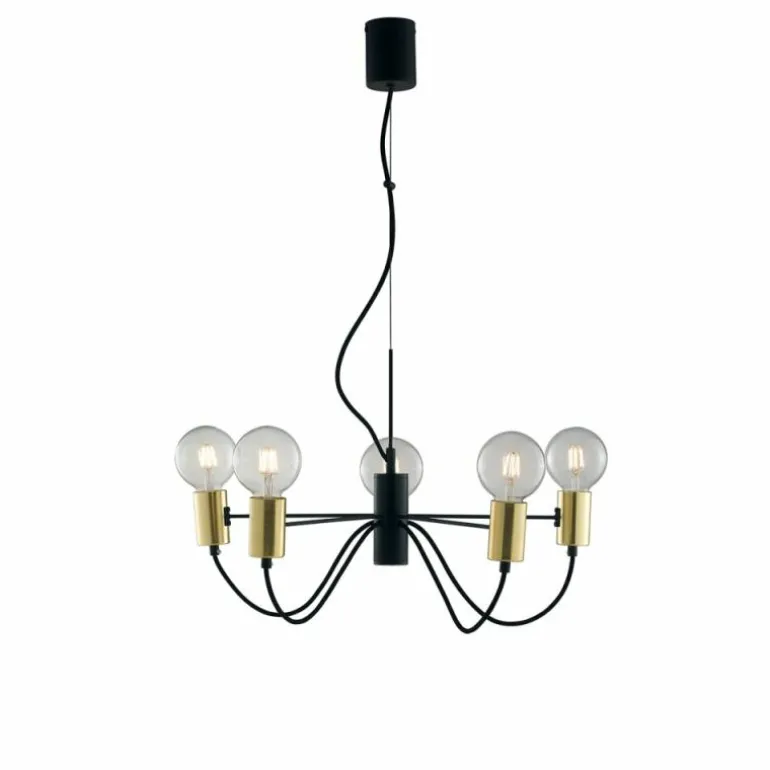 Suspension Gnarp Noir doré, 5 lumières