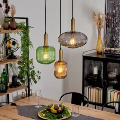 Suspension Goldenville Laiton, Noir, 3 lumières