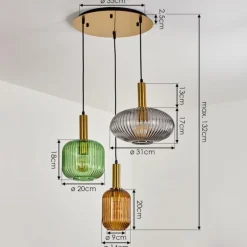 Suspension Goldenville Laiton, Noir, 3 lumières