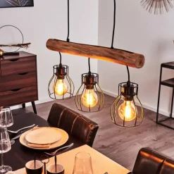 Suspension Gondo Brun, Noir, 3 lumières