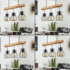 Suspension Gondo Brun, Noir, 3 lumières