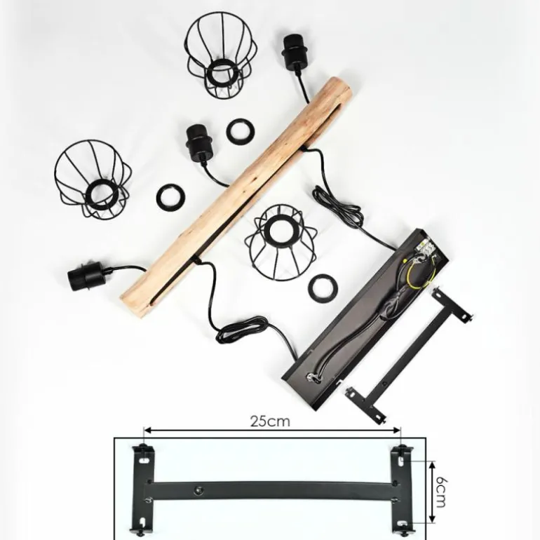 Suspension Gondo Brun, Noir, 3 lumières