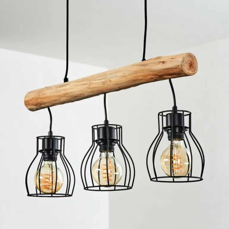 Suspension Gondo Brun, Noir, 3 lumières