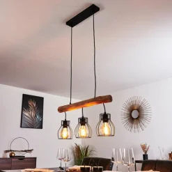 Suspension Gondo Brun, Noir, 3 lumières