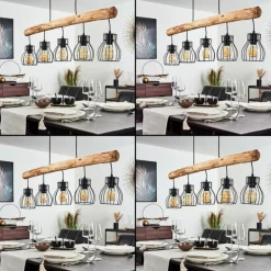 Suspension Gondo Brun, Noir, 5 lumières