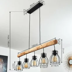 Suspension Gondo Brun, Noir, 5 lumières