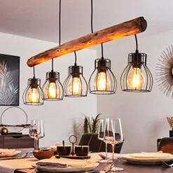 Suspension Gondo Brun, Noir, 5 lumières