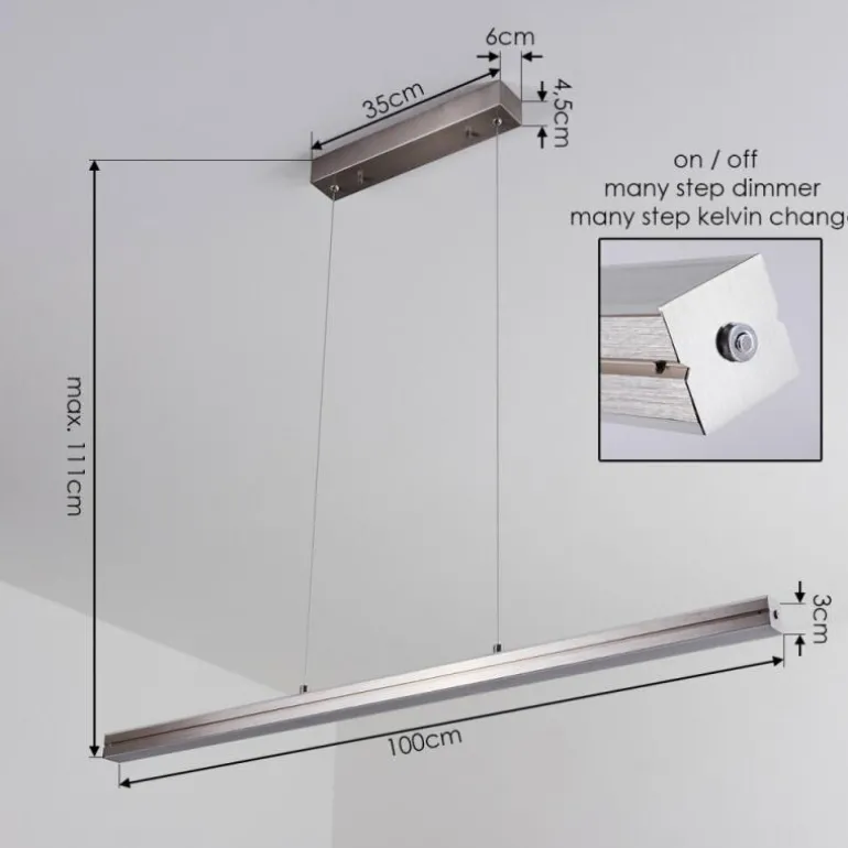 Suspension Goun LED Nickel mat, 2 lumières