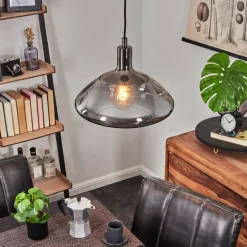 Suspension Graneros Nickel mat, Noir, 1 lumière