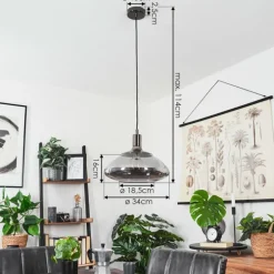 Suspension Graneros Nickel mat, Noir, 1 lumière