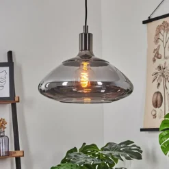 Suspension Graneros Nickel mat, Noir, 1 lumière