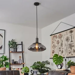 Suspension Graneros Nickel mat, Noir, 1 lumière