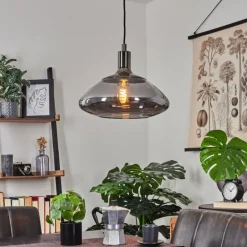 Suspension Graneros Nickel mat, Noir, 1 lumière