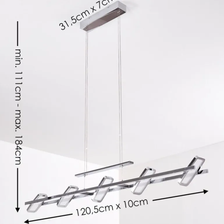 Suspension Gravendal LED Chrome, 5 lumières